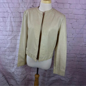 vintage express cream leather jacket sz 13/14 boho western streetwear